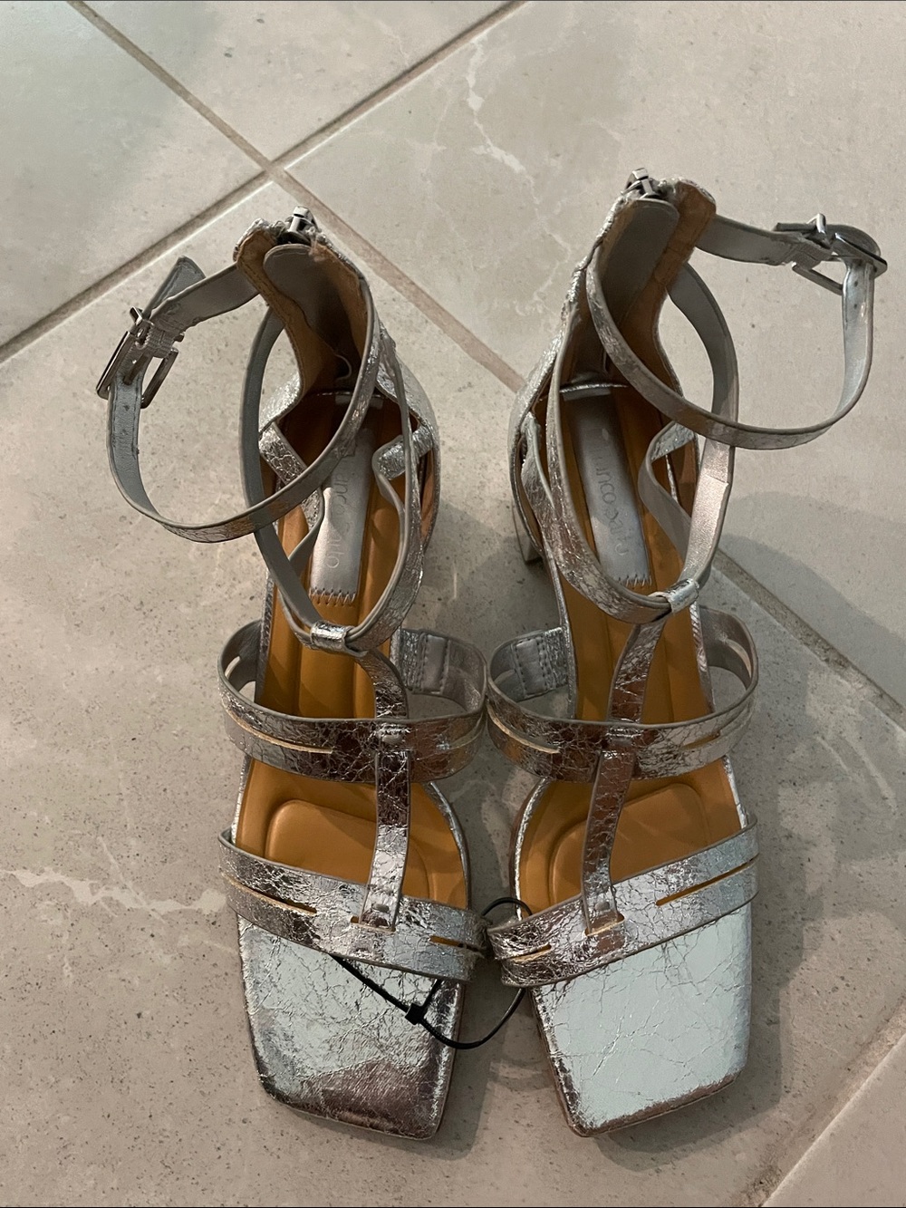 Franco Sarto Metallic Silver Strappy Women's Sandals